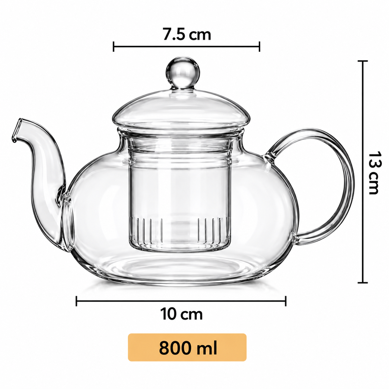 Glass Tea Pot With Infuser 800ml - Image 3