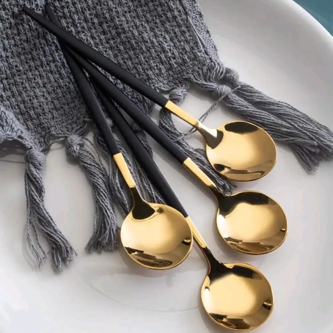 Black & Gold Tea Spoon