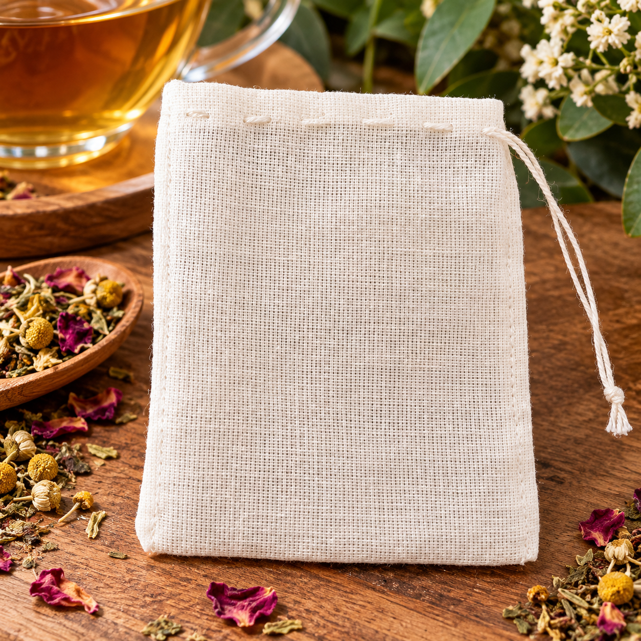 Reusable Cotton Tea Infuser Bag